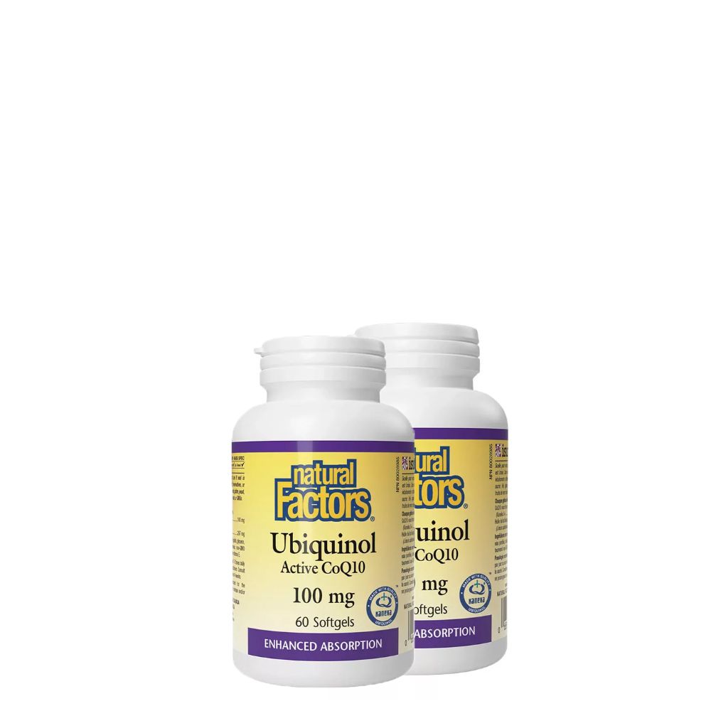 Ubikvinol Q10 100 mg, Natural Factors Ubiquinol Active CoQ10, 2x60 lágykapszula Ubikvinol Q10 100 mg, Natural Factors Ubiquinol Active CoQ10, 2x60 lágykapszula