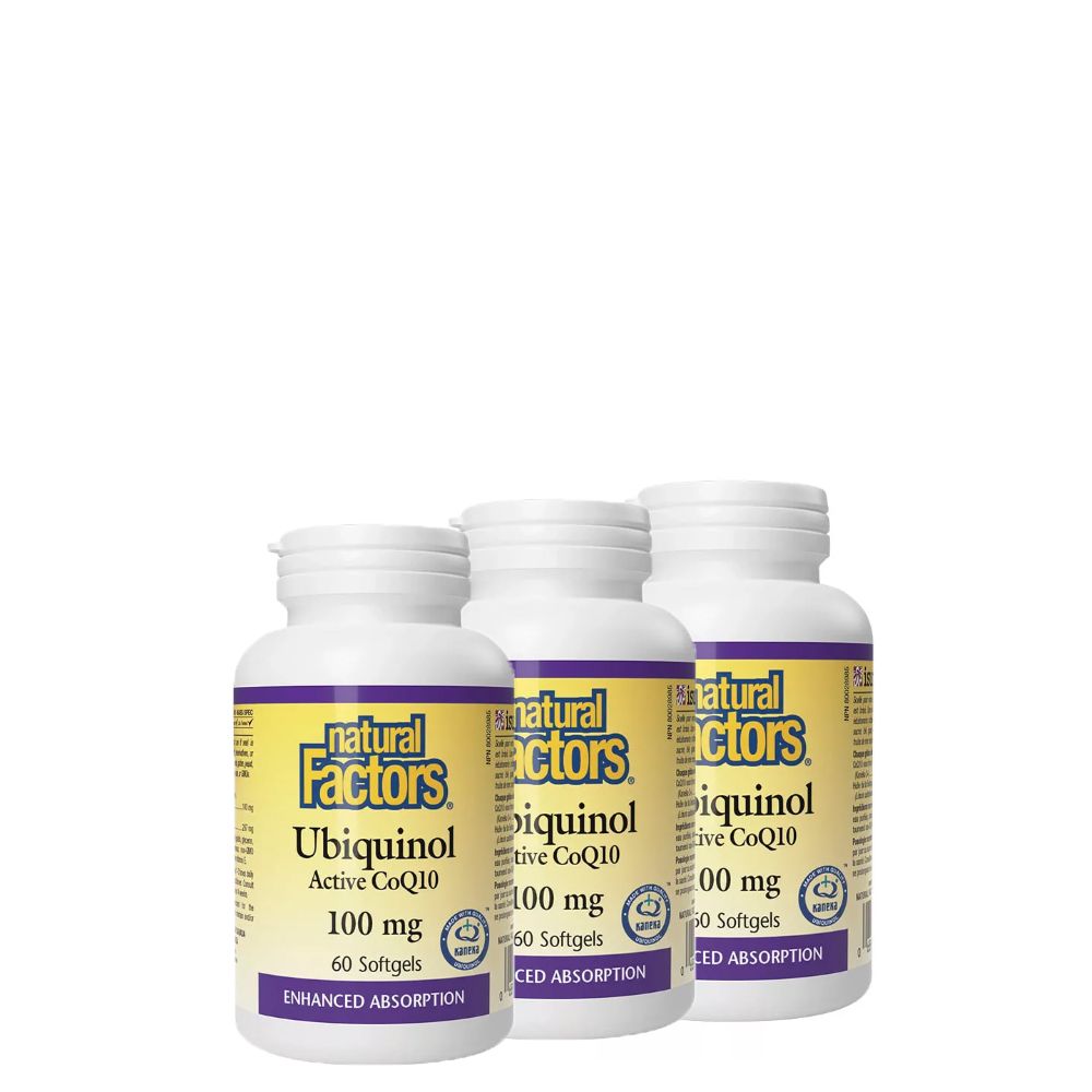 Ubikvinol Q10 100 mg, Natural Factors Ubiquinol Active CoQ10, 3x60 lágykapszula Ubikvinol Q10 100 mg, Natural Factors Ubiquinol Active CoQ10, 3x60 lágykapszula