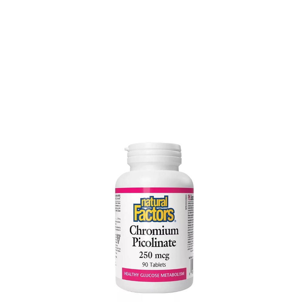 Króm Pikolinát 250 mcg, Natural Factors Chromium Picolinate,  90 tabletta