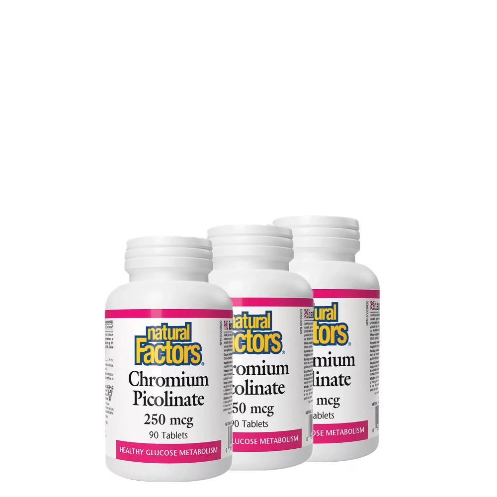 Króm Pikolinát 250 mcg, Natural Factors Chromium Picolinate, 3x90 tabletta Króm Pikolinát 250 mcg, Natural Factors Chromium Picolinate, 3x90 tabletta