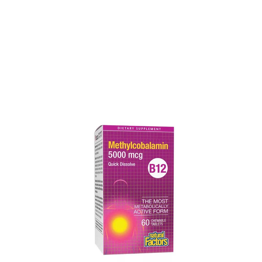 Metilkobalamin B12-Vitamin 5000 mcg, Natural Factors B12 Methylcobalamin, 60 tabletta Metilkobalamin B12-Vitamin 5000 mcg, Natural Factors B12 Methylcobalamin, 60 tabletta