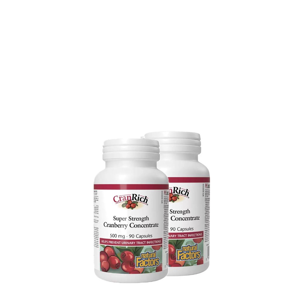 Tőzegáfonya 500 mg, Natural Factors Super Strength Cranberry Concentrate, 2x90 kapszula Tőzegáfonya 500 mg, Natural Factors Super Strength Cranberry Concentrate, 2x90 kapszula