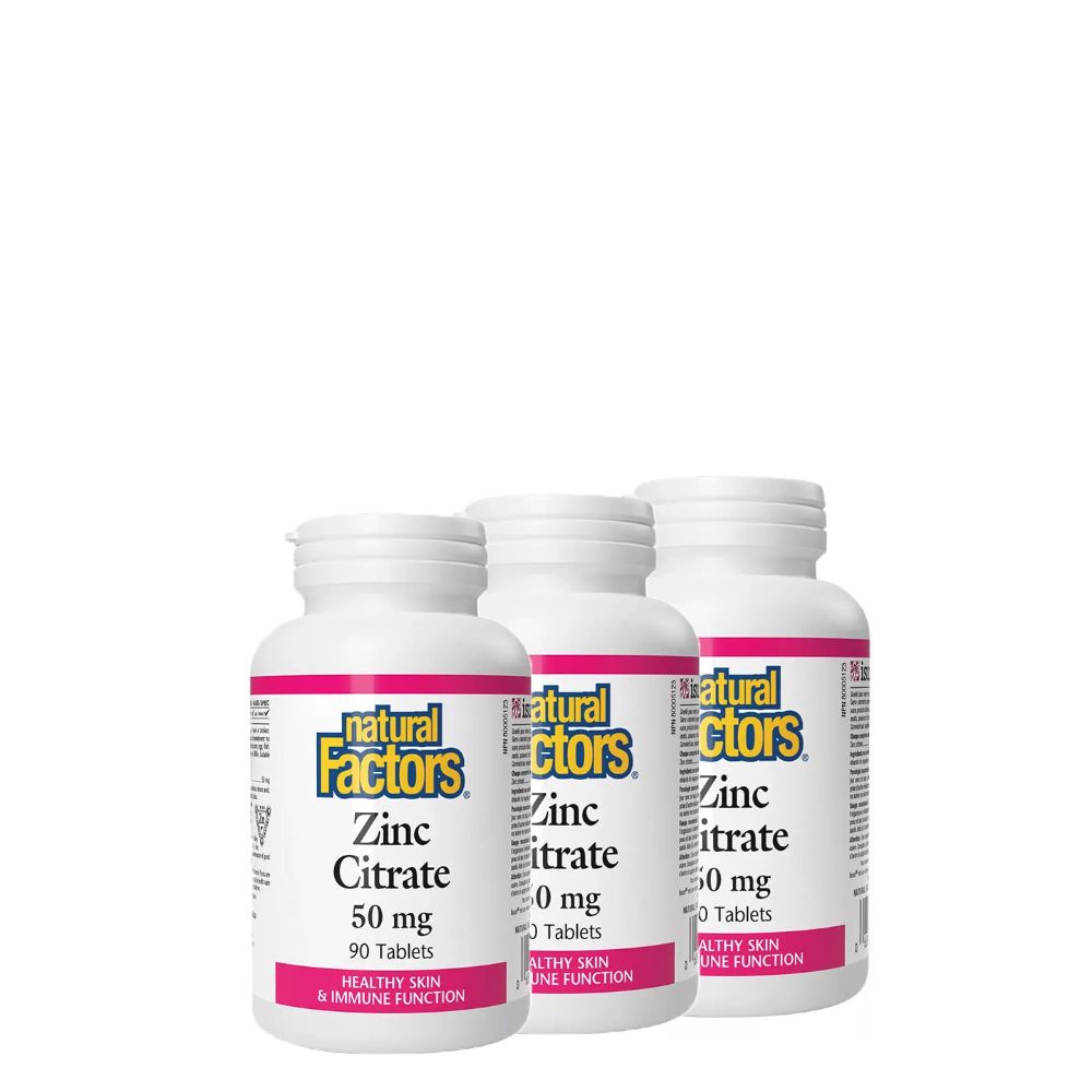 Cink Citrát 50 mg, Natural Factors Zinc Citrate, 3x90 tabletta Cink Citrát 50 mg, Natural Factors Zinc Citrate, 3x90 tabletta