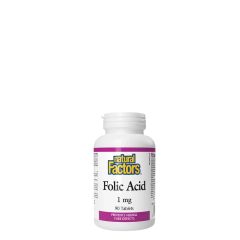 Folsav B12-Vitaminnal, Natural Factors Folic Acid 1 mg , 90 tabletta