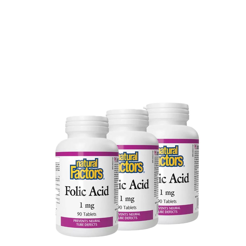 Folsav B12-Vitaminnal, Natural Factors Folic Acid 1 mg , 3x90 tabletta Folsav B12-Vitaminnal, Natural Factors Folic Acid 1 mg , 3x90 tabletta