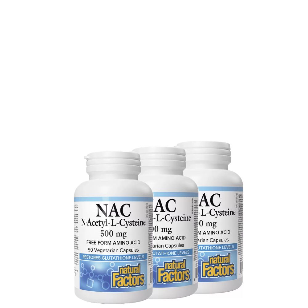 NAC 500 mg, Natural Factors N-Acetyl-L-Cysteine Amino Acid, 3x90 kapszula NAC 500 mg, Natural Factors N-Acetyl-L-Cysteine Amino Acid, 3x90 kapszula