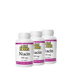 Niacin 100 mg, Natural Factors Niacin, 3x90 tabletta