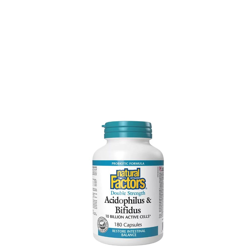 Probiotikum Komplex, Natural Factors Acidophilus & Bifidus Double Strength, 180 kapszula Probiotikum Komplex, Natural Factors Acidophilus & Bifidus Double Strength, 180 kapszula