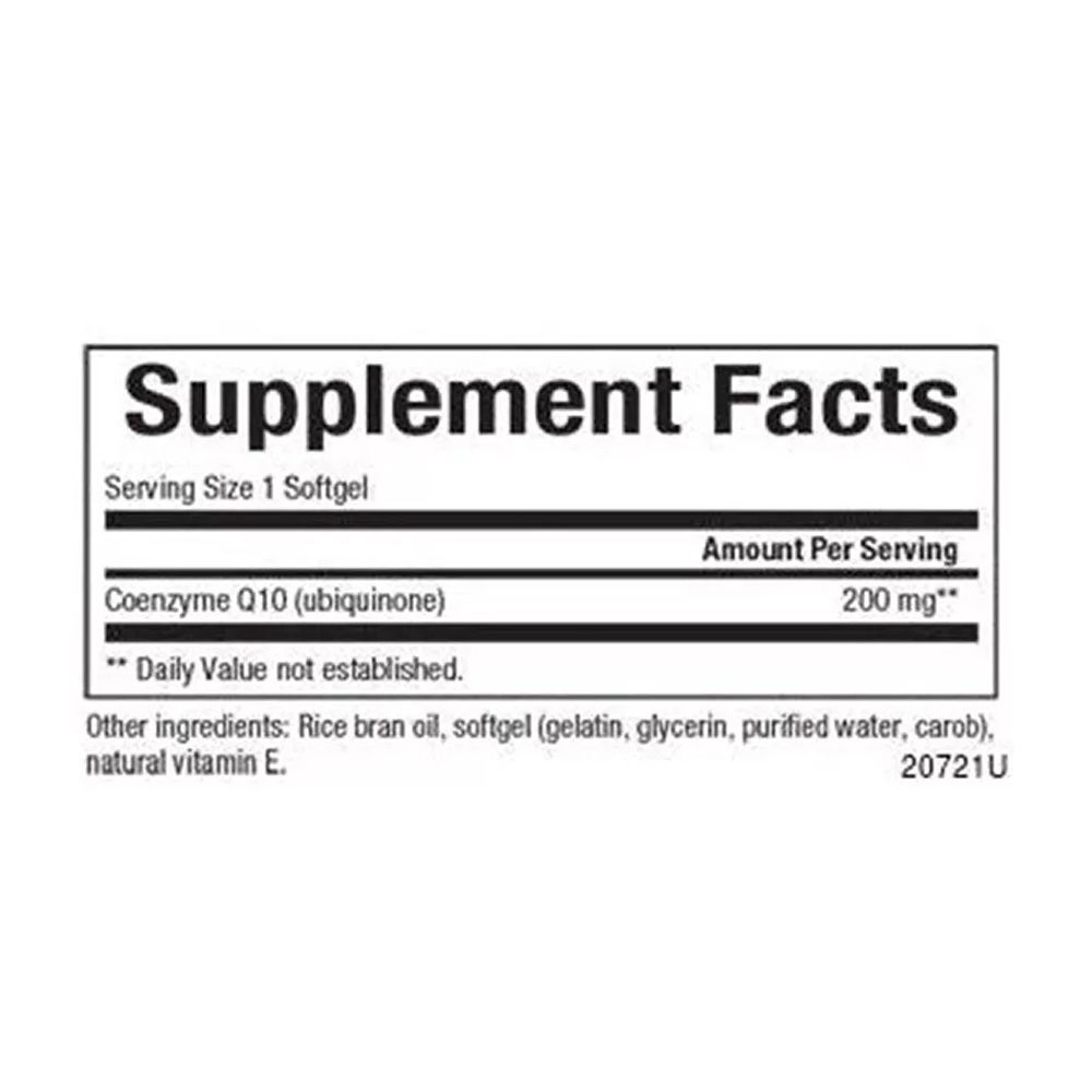Q10 Koenzim 200 mg, Natural Factors Coenzyme Q10 100 % Natural, 60 lágykapszula