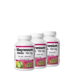 Magnézium Citrát 150 mg, Natural Factors Magnesium Citrate, 3x90 rágótabletta Lime ízben