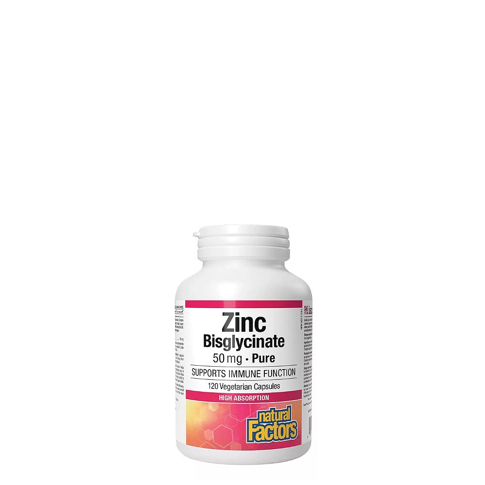 Cink Biszglicinát 50 mg, Natural Factors Zinc Bisglycinate, 120 kapszula Cink Biszglicinát 50 mg, Natural Factors Zinc Bisglycinate, 120 kapszula