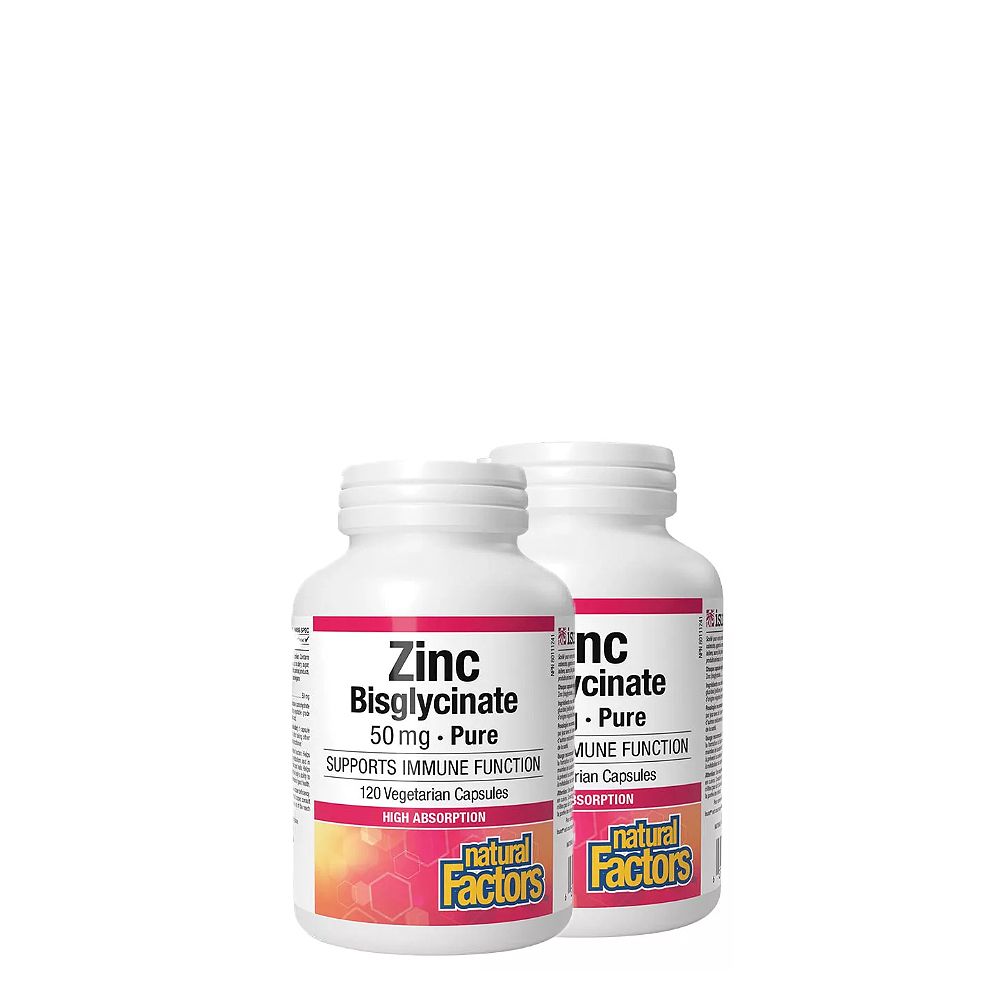 Cink Biszglicinát 50 mg, Natural Factors Zinc Bisglycinate, 2x120 kapszula Cink Biszglicinát 50 mg, Natural Factors Zinc Bisglycinate, 2x120 kapszula