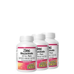 Cink Biszglicinát 50 mg, Natural Factors Zinc Bisglycinate, 3x120 kapszula