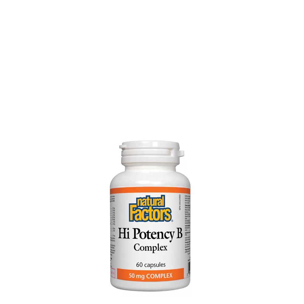 B-Vitamin Komplex, Natural Factors Hi Potency B Complex, 60 kapszula