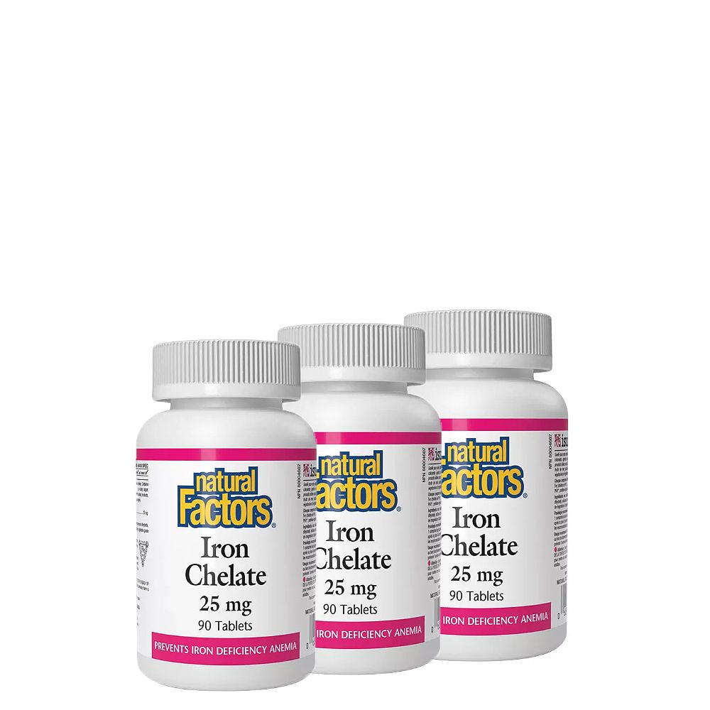 Vas-Kelát 25 mg, Natural Factors Iron Chelate, 3x90 tabletta Vas-Kelát 25 mg, Natural Factors Iron Chelate, 3x90 tabletta