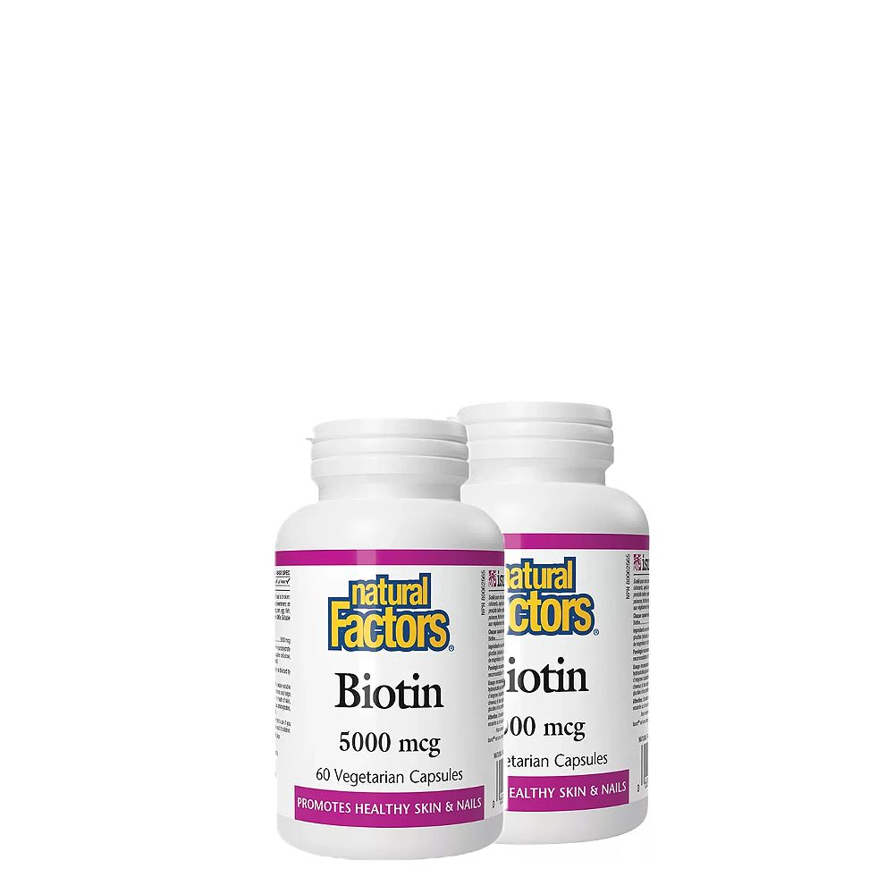 Biotin 5.000 mcg, Natural Factors Biotin, 2x60 kapszula Biotin 5.000 mcg, Natural Factors Biotin, 2x60 kapszula