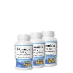 L-Karnitin 500 mg, Natural Factors L-Carnitine, 3x60 kapszula