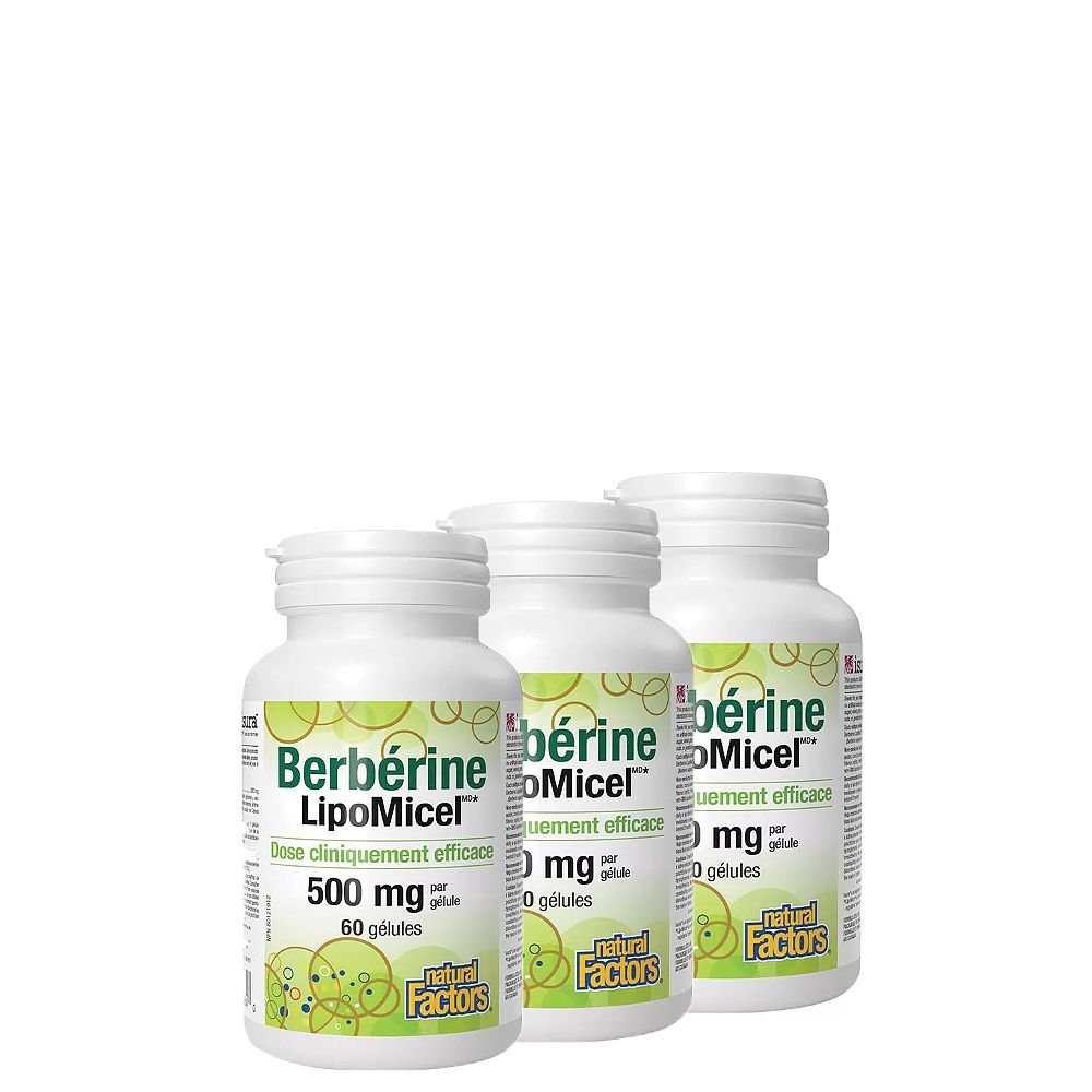Berberin 500 mg, Natural Factors Berberine LipoMicel Matrix, 3x60 lágykapszula