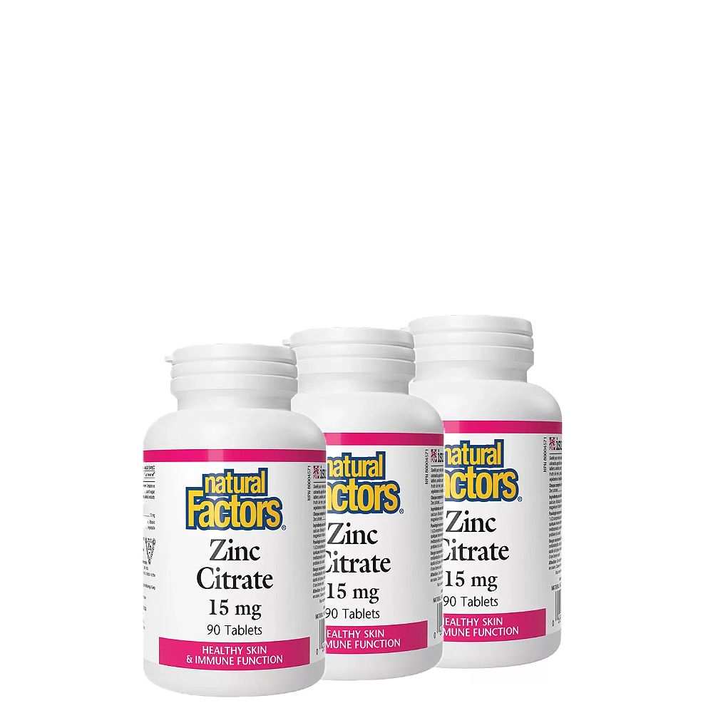 Cink Citrát 15 mg, Natural Factors Zinc Citrate, 3x90 tabletta Cink Citrát 15 mg, Natural Factors Zinc Citrate, 3x90 tabletta