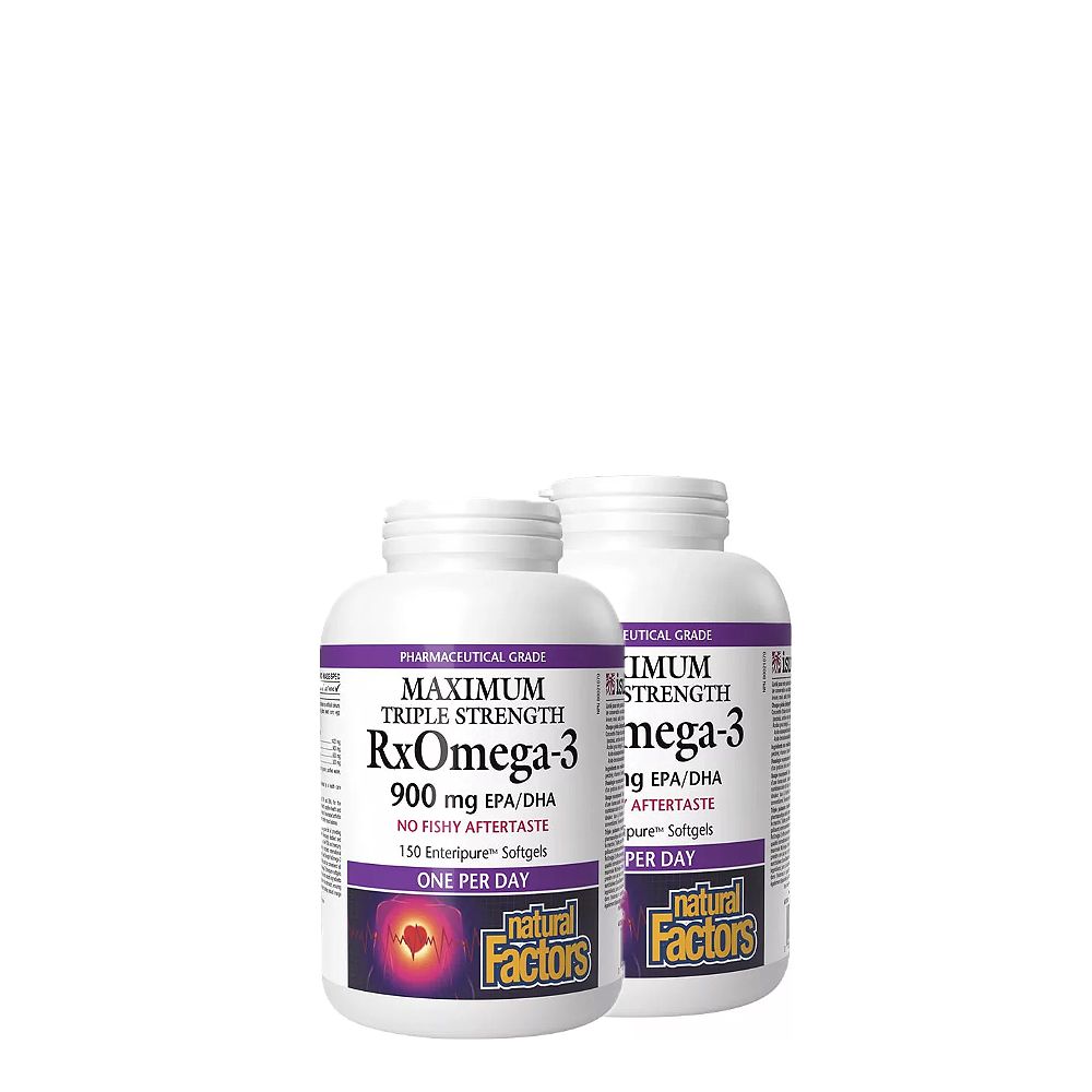Tripla Erősségű Omega-3 900 mg, Natural Factors RxOmega-3 Maximum Triple Strength, 2x150 lágykapszula Tripla Erősségű Omega-3 900 mg, Natural Factors RxOmega-3 Maximum Triple Strength, 2x150 lágykapszula
