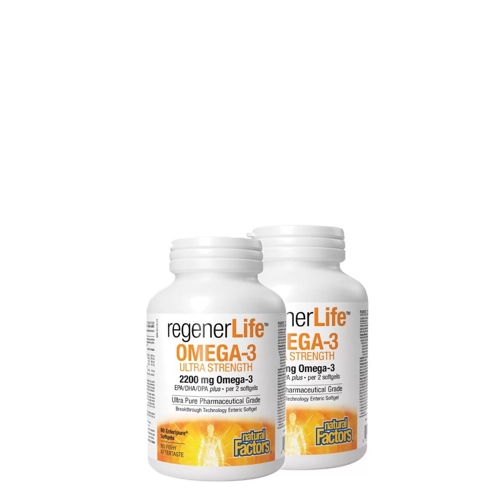 Omega-3 2200 mg, Natural Factors RegenerLife Omega-3 Ultra Strength, 2x90 lágykapszula