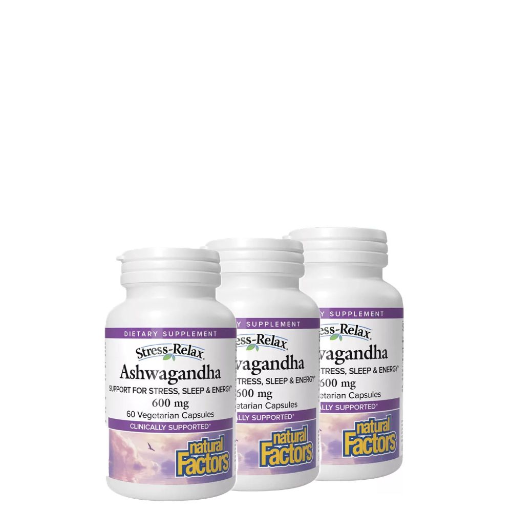 Ashwagandha kívonta 600 mg, Natural Factors Ashwagandha Stress-Relax, 3x90 kapszula