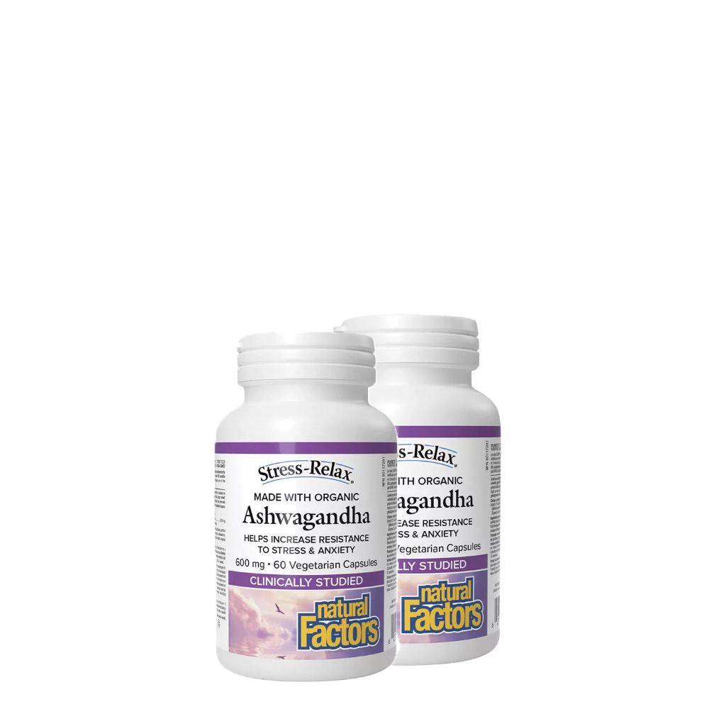 Ashwagandha kívonta 600 mg, Natural Factors Ashwagandha Stress-Relax, 2x60 kapszula