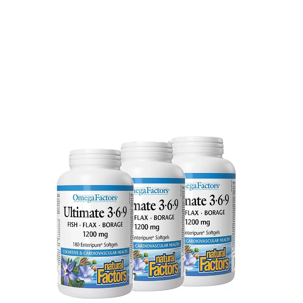 Omega 3-6-9 1200 mg, Natural Factors Ultimate, 3x90 lágykapszula Omega 3-6-9 1200 mg, Natural Factors Ultimate, 3x90 lágykapszula