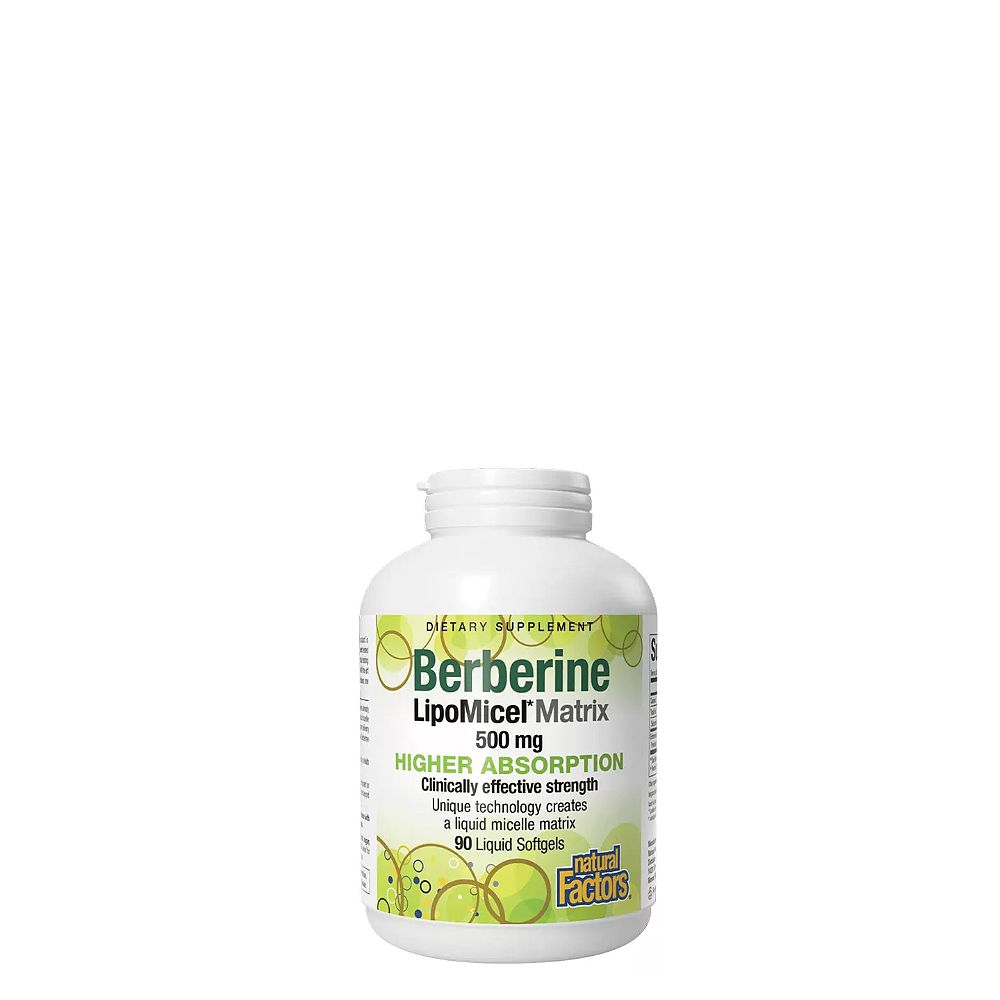 Berberine 500 mg, Natural Factors Berberine LipoMicel Matrix, 90 lágykapszula Berberine 500 mg, Natural Factors Berberine LipoMicel Matrix, 90 lágykapszula