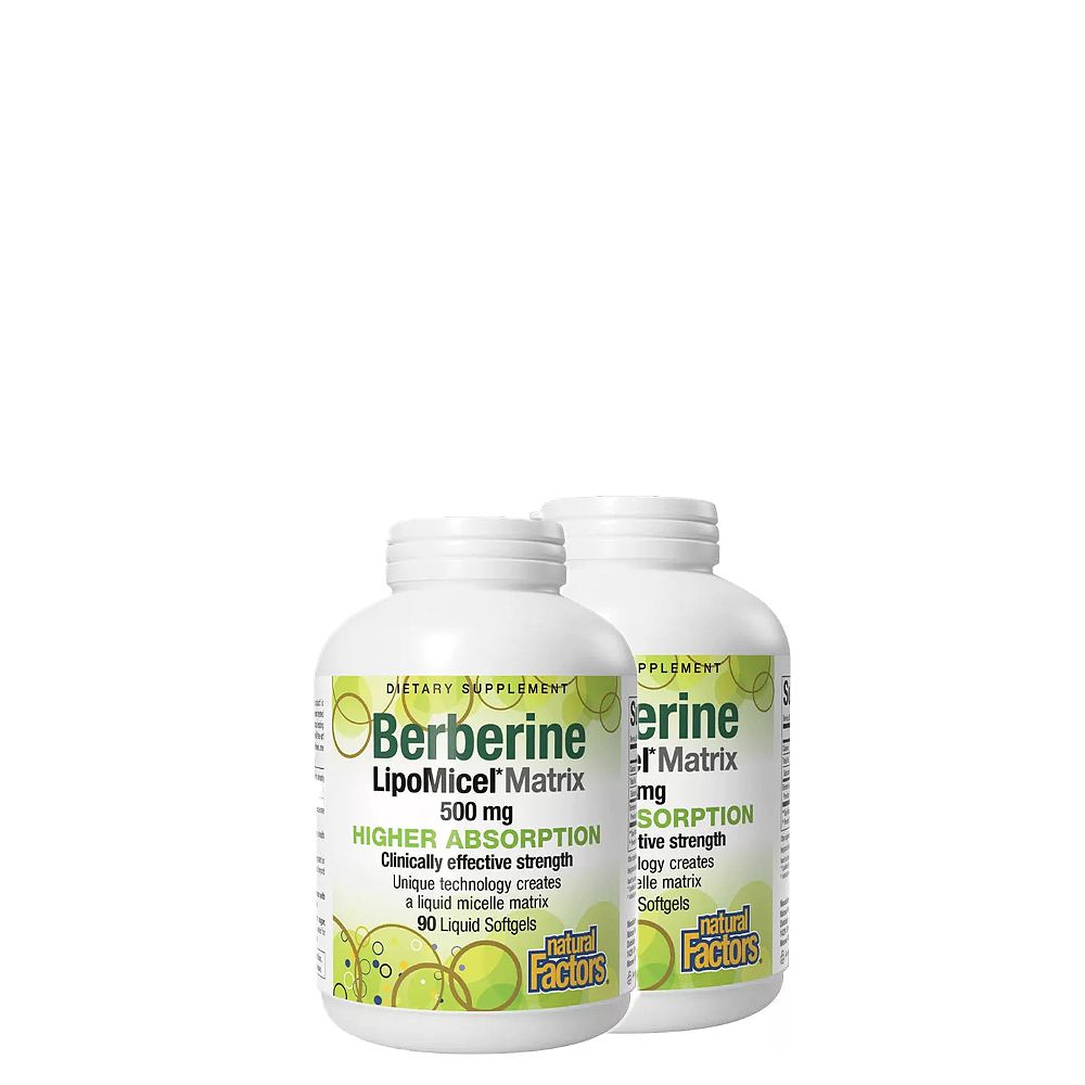 Berberine 500 mg, Natural Factors Berberine LipoMicel Matrix, 2x90 lágykapszula Berberine 500 mg, Natural Factors Berberine LipoMicel Matrix, 2x90 lágykapszula