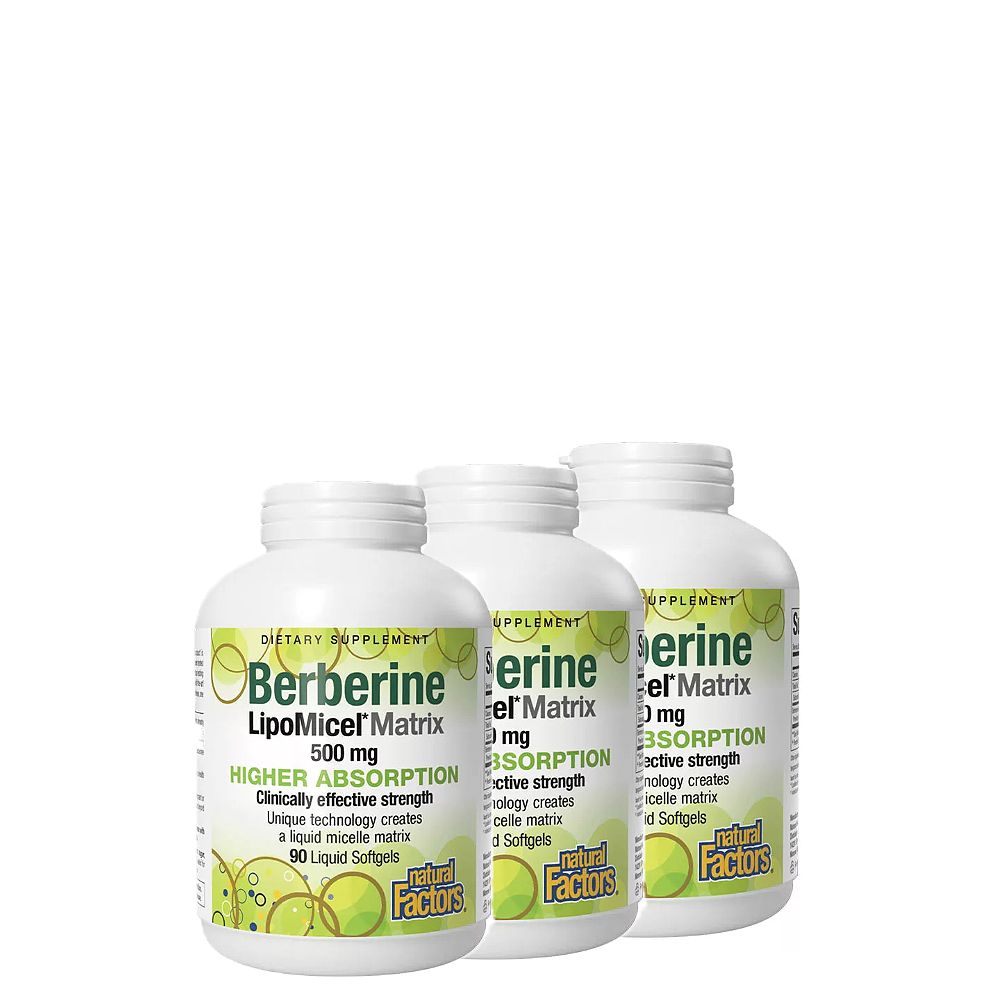 Berberine 500 mg, Natural Factors Berberine LipoMicel Matrix, 3x90 lágykapszula Berberine 500 mg, Natural Factors Berberine LipoMicel Matrix, 3x90 lágykapszula