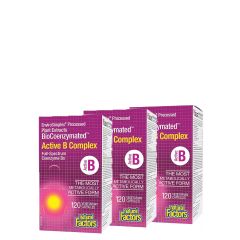Aktív B-Komplex, Natural Factors Biokoenymated Active B Complex, 3x120 kapszula