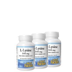 L-lizin Aminosav 500 mg, Natural Factors L-Lysine Amino Acid, 3x90 kapszula