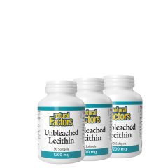 Unbleached Lecithin 1200 mg, Natural Factors Unbleached Lecithin, 3x90 lágykapszula