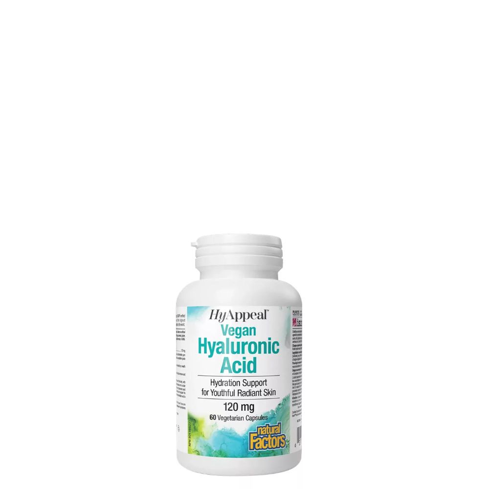 Hialuronsav 120 mg, Natural Factors HyAppeal Vegan Hyaluronic Acid, 60 kapszula Hialuronsav 120 mg, Natural Factors HyAppeal Vegan Hyaluronic Acid, 60 kapszula