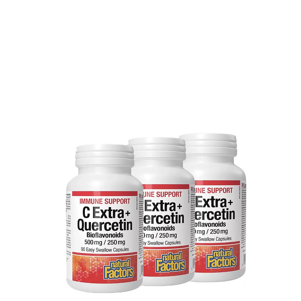 Extra C-Vitamin Kvercetinnel 500/250 mg, Natural Factors C Extra + Quercetin Bioflavonoids, 3x90 kapszula