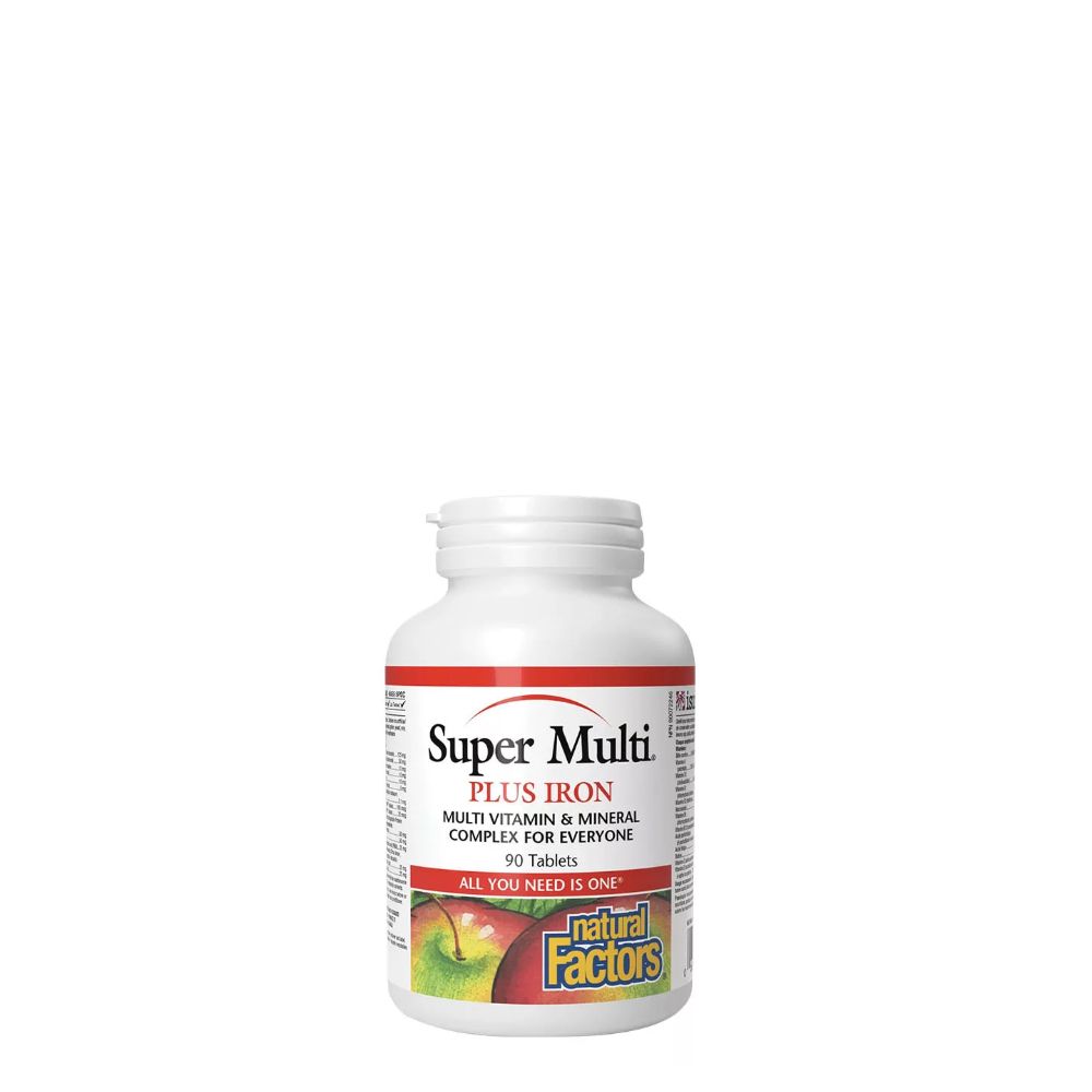 Szuper Multivitamin + Vas Komplex, Natural Factors Super Multi Plus Iron, 90 tabletta Szuper Multivitamin + Vas Komplex, Natural Factors Super Multi Plus Iron, 90 tabletta