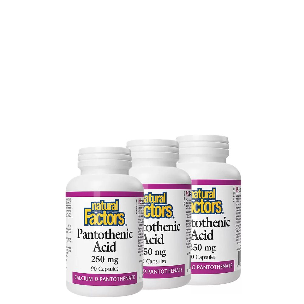 Pantoténsav 250 mg, Natural Factors Pantothenic Acid, 3x90 kapszula Pantoténsav 250 mg, Natural Factors Pantothenic Acid, 3x90 kapszula