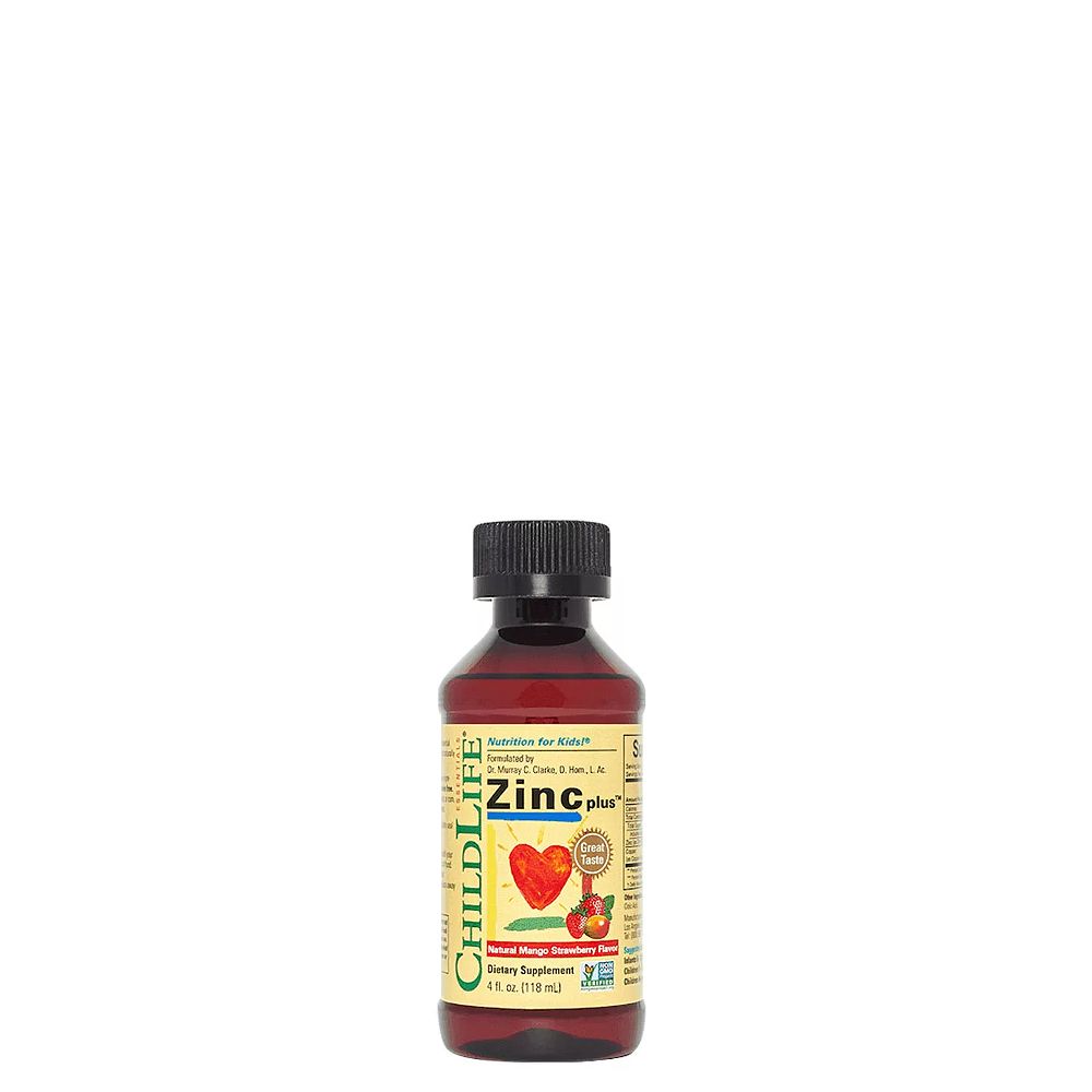Folyékony cink gyerekeknek és csecsemőknek, ChildLife Liquid Zinc Plus, 118 ml, Eper Mangó ízben Folyékony cink gyerekeknek és csecsemőknek, ChildLife Liquid Zinc Plus, 118 ml, Eper Mangó ízben