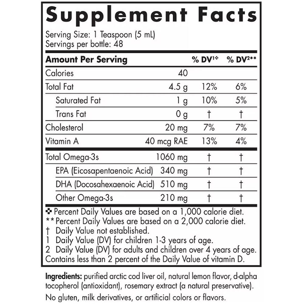 Sarkvidéki Tőkehalmáj Olaj 1060 mg, Nordic Naturals Arctic Cod Liver Oil, 237 ml Citromos ízben Sarkvidéki Tőkehalmáj Olaj 1060 mg, Nordic Naturals Arctic Cod Liver Oil, 237 ml Citromos ízben
