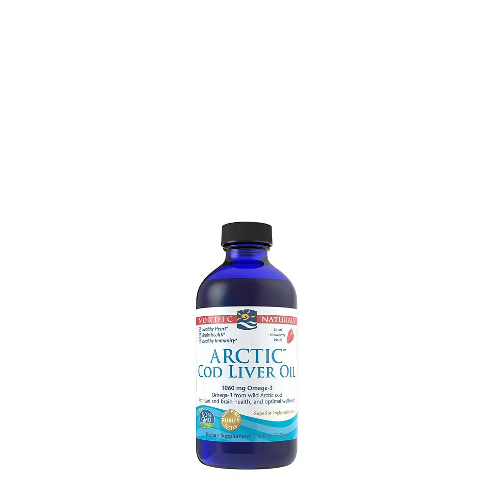 Sarkvidéki Tőkehalmáj Olaj 1060 mg, Nordic Naturals Arctic Cod Liver Oil, 237 ml Eper ízben Sarkvidéki Tőkehalmáj Olaj 1060 mg, Nordic Naturals Arctic Cod Liver Oil, 237 ml Eper ízben