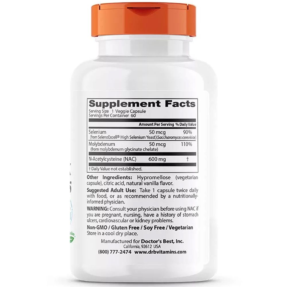 Méregtelenítést Támogató NAC 600 mg, Doctor's Best NAC, 60 kapszula Méregtelenítést Támogató NAC 600 mg, Doctor's Best NAC, 60 kapszula