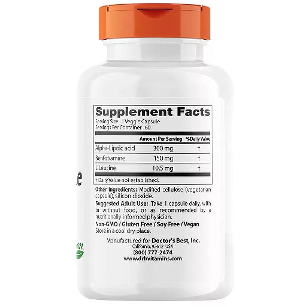 Benfotiamin 150 mg Alfa-liponsavval 300 mg, Doctor's Best Benfotiamine Alpha-Lipoic Acid, 60 kapszula Benfotiamin 150 mg Alfa-liponsavval 300 mg, Doctor's Best Benfotiamine Alpha-Lipoic Acid, 60 kapszula