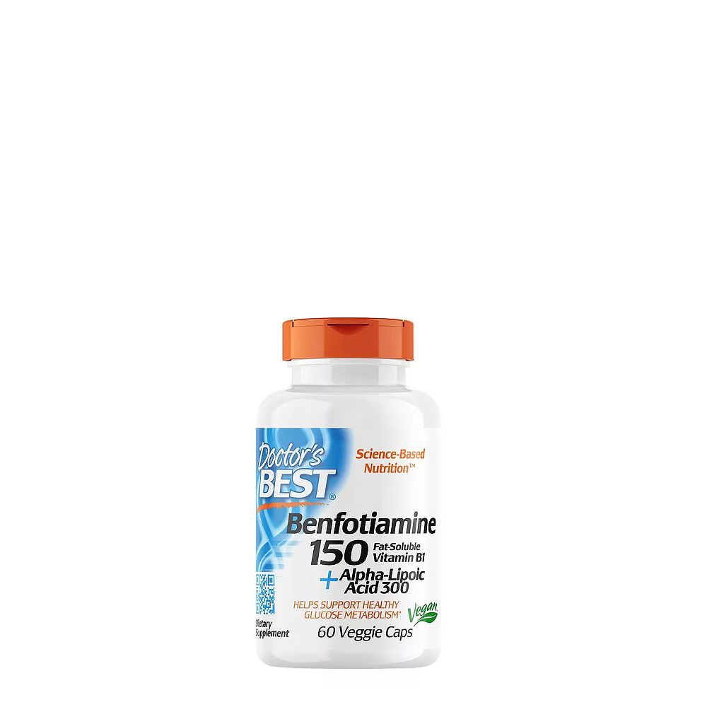 Benfotiamin 150 mg Alfa-liponsavval 300 mg, Doctor's Best Benfotiamine Alpha-Lipoic Acid, 60 kapszula Benfotiamin 150 mg Alfa-liponsavval 300 mg, Doctor's Best Benfotiamine Alpha-Lipoic Acid, 60 kapszula