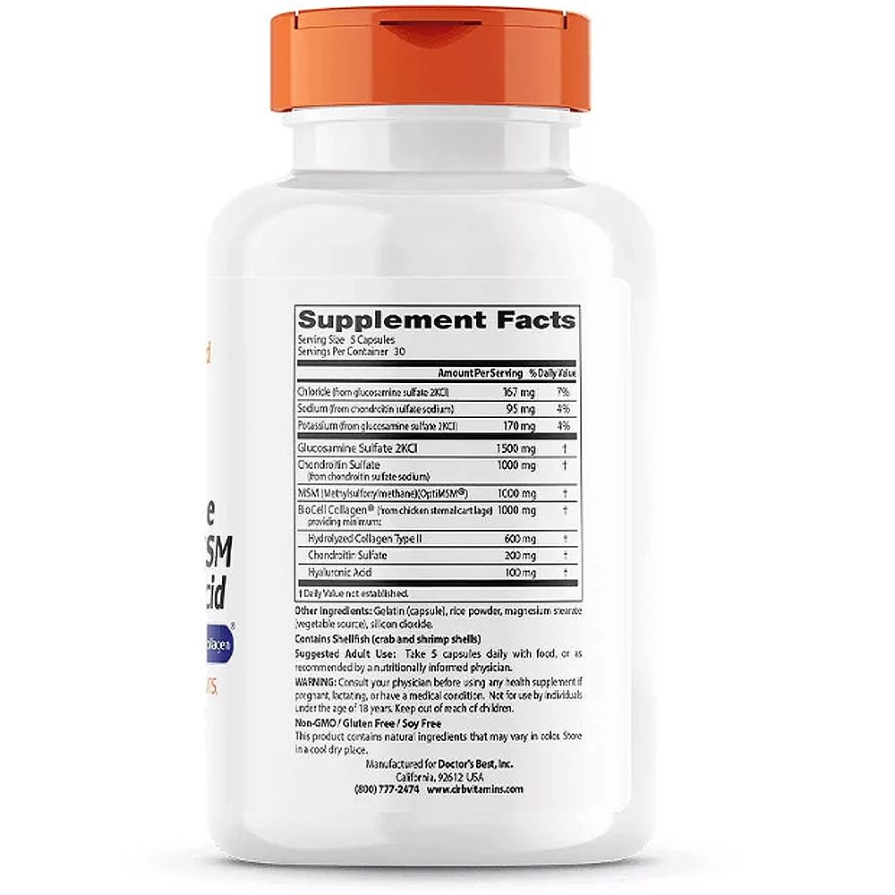 Glükózamin Kondroitin MSM + Hialuronsav, Doctor's Best Glucosamine Chondroitin, 150 kapszula Glükózamin Kondroitin MSM + Hialuronsav, Doctor's Best Glucosamine Chondroitin, 150 kapszula