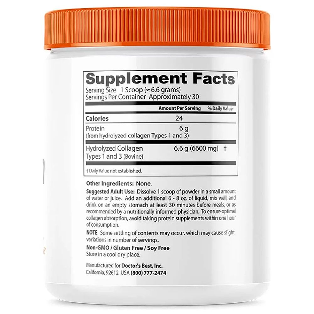 1. és 3. Típusú Tiszta Kollagén por, Doctor's Best Pure Collagen Types 1 and 3, 200 g 1. és 3. Típusú Tiszta Kollagén por, Doctor's Best Pure Collagen Types 1 and 3, 200 g