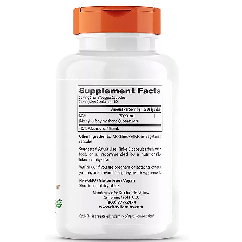 MSM 1000 mg, Doctor's Best OptiMSM, 180 kapszula MSM 1000 mg, Doctor's Best OptiMSM, 180 kapszula