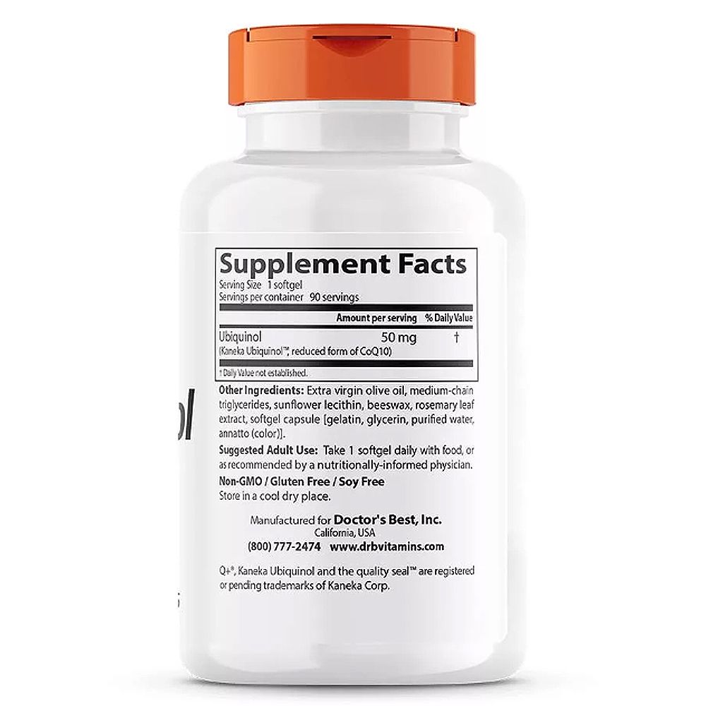 Ubiquinol 50 mg, Doctor's Best Ubiquinol, 90 kapszula Ubiquinol 50 mg, Doctor's Best Ubiquinol, 90 kapszula