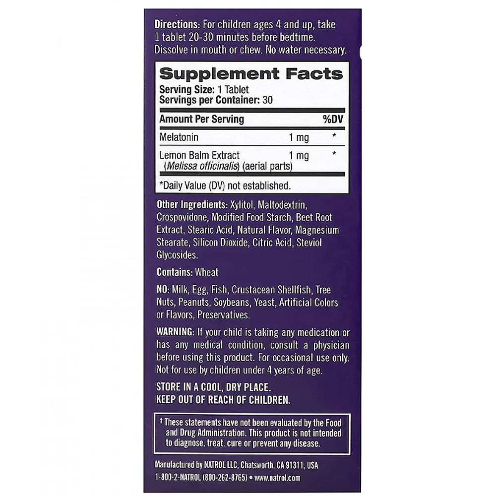 Gyermek Melatonin 1 mg, Natrol Kid's Melatonin, 30 tabletta eper ízben Gyermek Melatonin 1 mg, Natrol Kid's Melatonin, 30 tabletta eper ízben