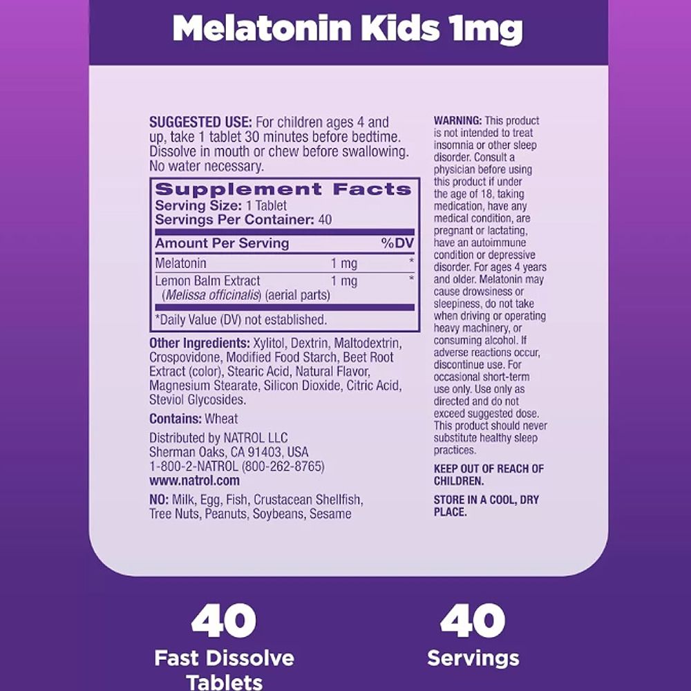 Gyermek Melatonin 1 mg, Natrol Kid's Melatonin, 40 tabletta eper ízben Gyermek Melatonin 1 mg, Natrol Kid's Melatonin, 40 tabletta eper ízben